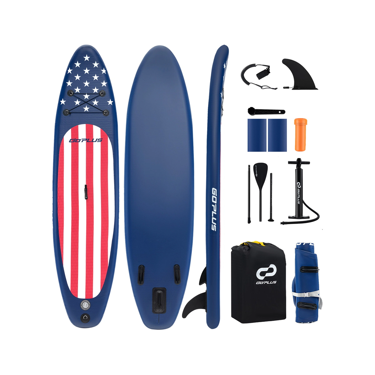SUGIFT 10-ft 300-lb Capacity Inflatable Paddle Board with Removable Fin 3-Section Aluminum Paddle and Backpack