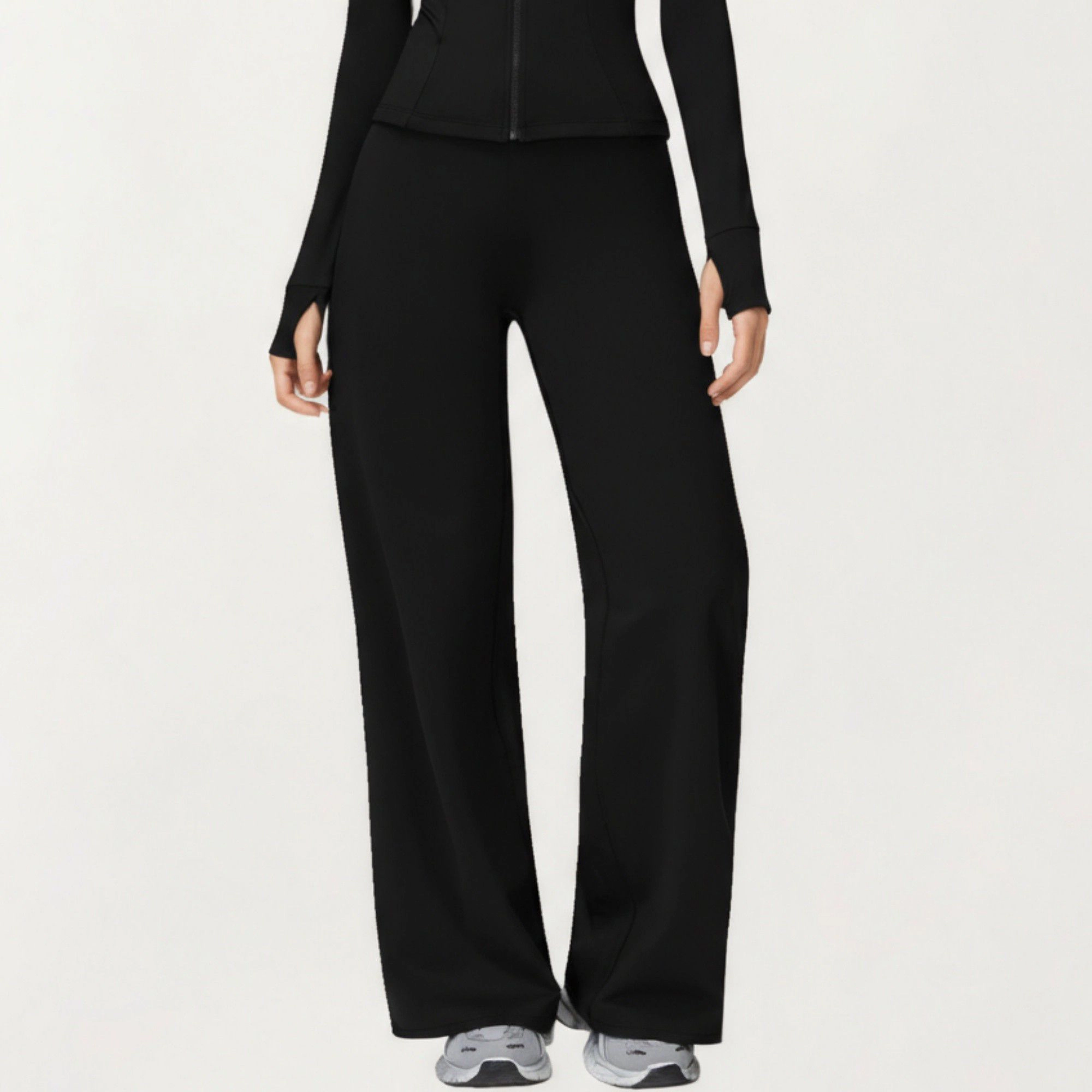 Anna-Kaci Women's High-Waist Wide-Leg Athletic Pants with Smooth Stretch Fabric and Contoured Fit