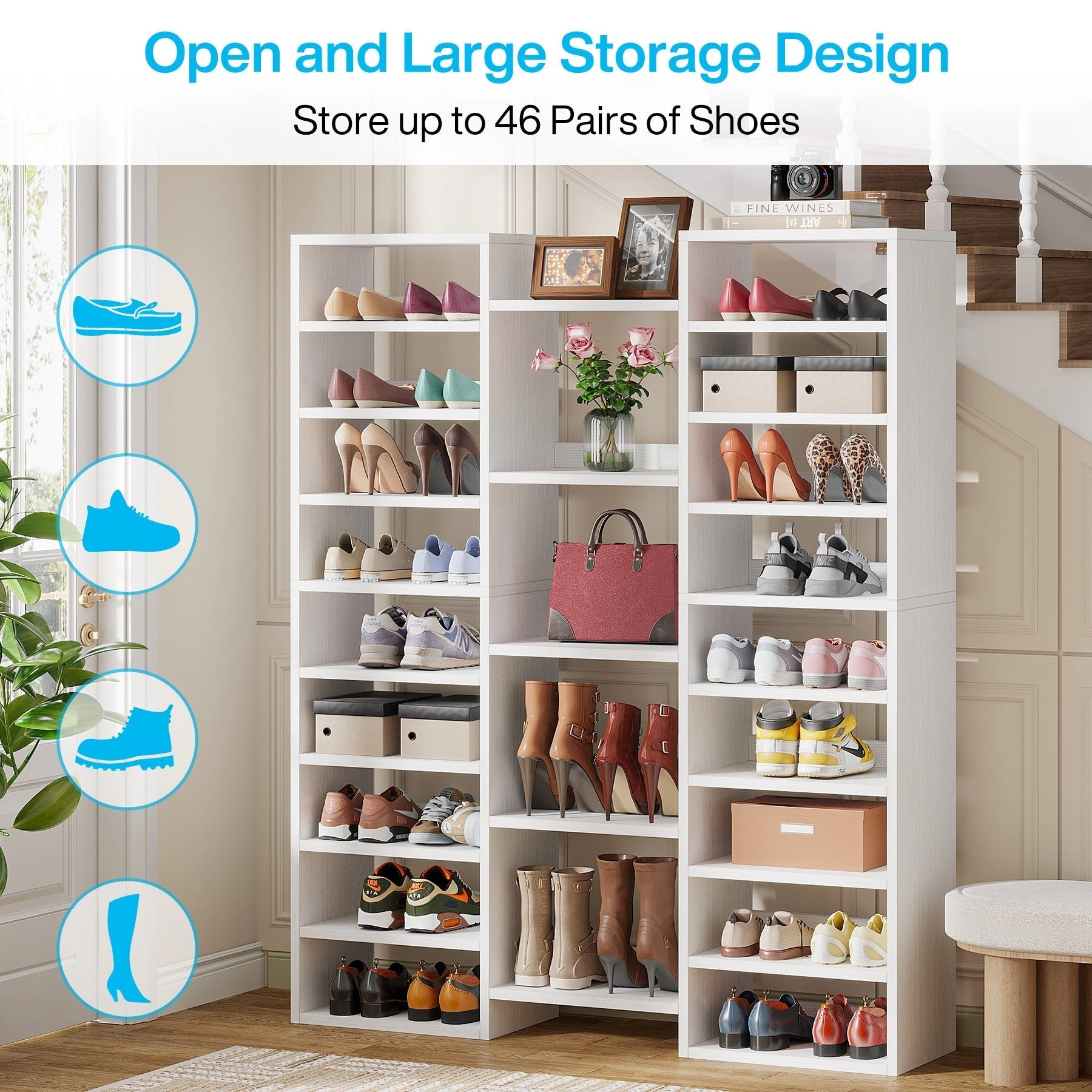 Tribesigns 59"H Shoe Rack, Freestanding Shoe Organizer with 23 Storage Shelves