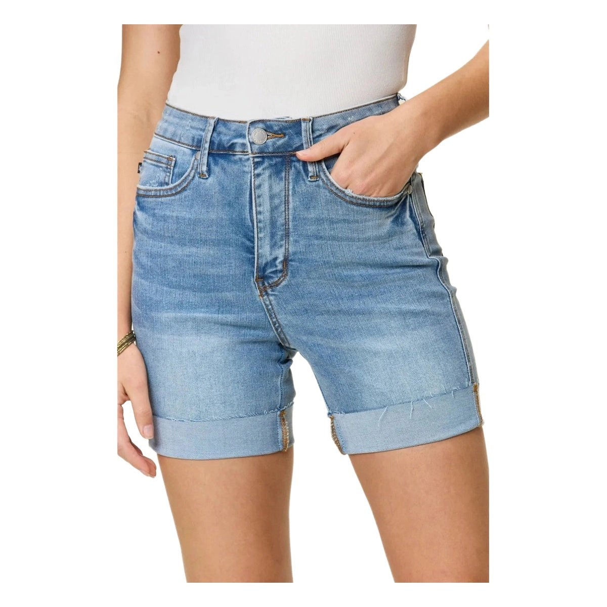 Judy Blue Womens Full Tummy Control High Waist Denim Shorts
