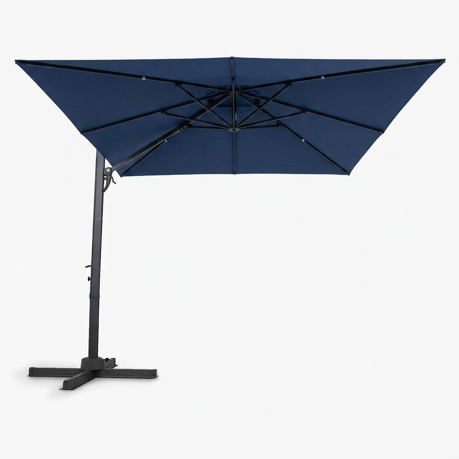 SUGIFT 10-ft Navy Blue Cantilever Patio Umbrella, Aluminum Pole, 8 Ribs, 40-in Cross Base