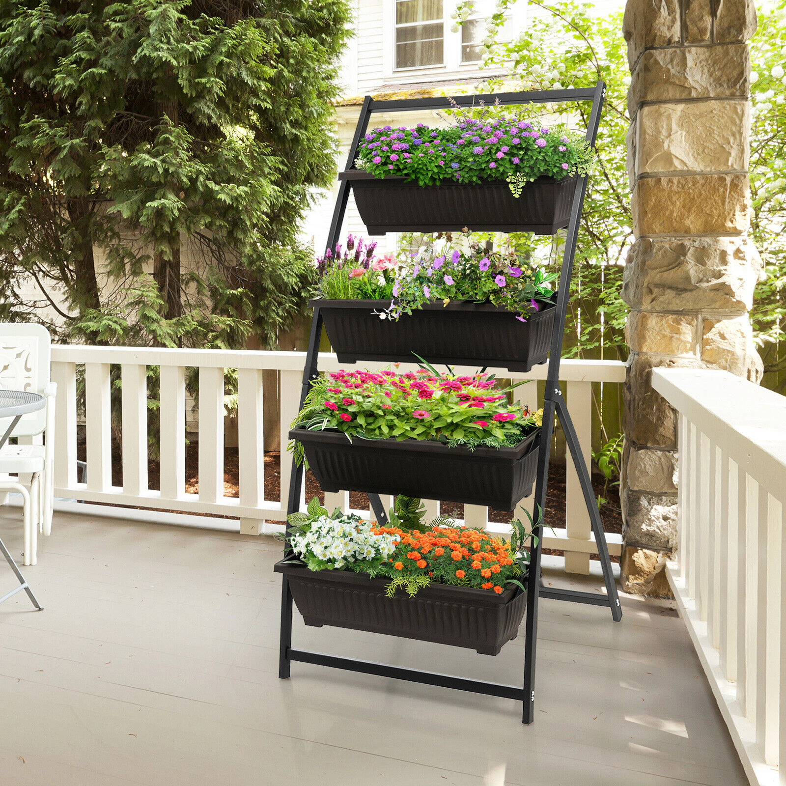 SlickBlue Outdoor 4-Tier Vertical Raised Garden Bed Planter