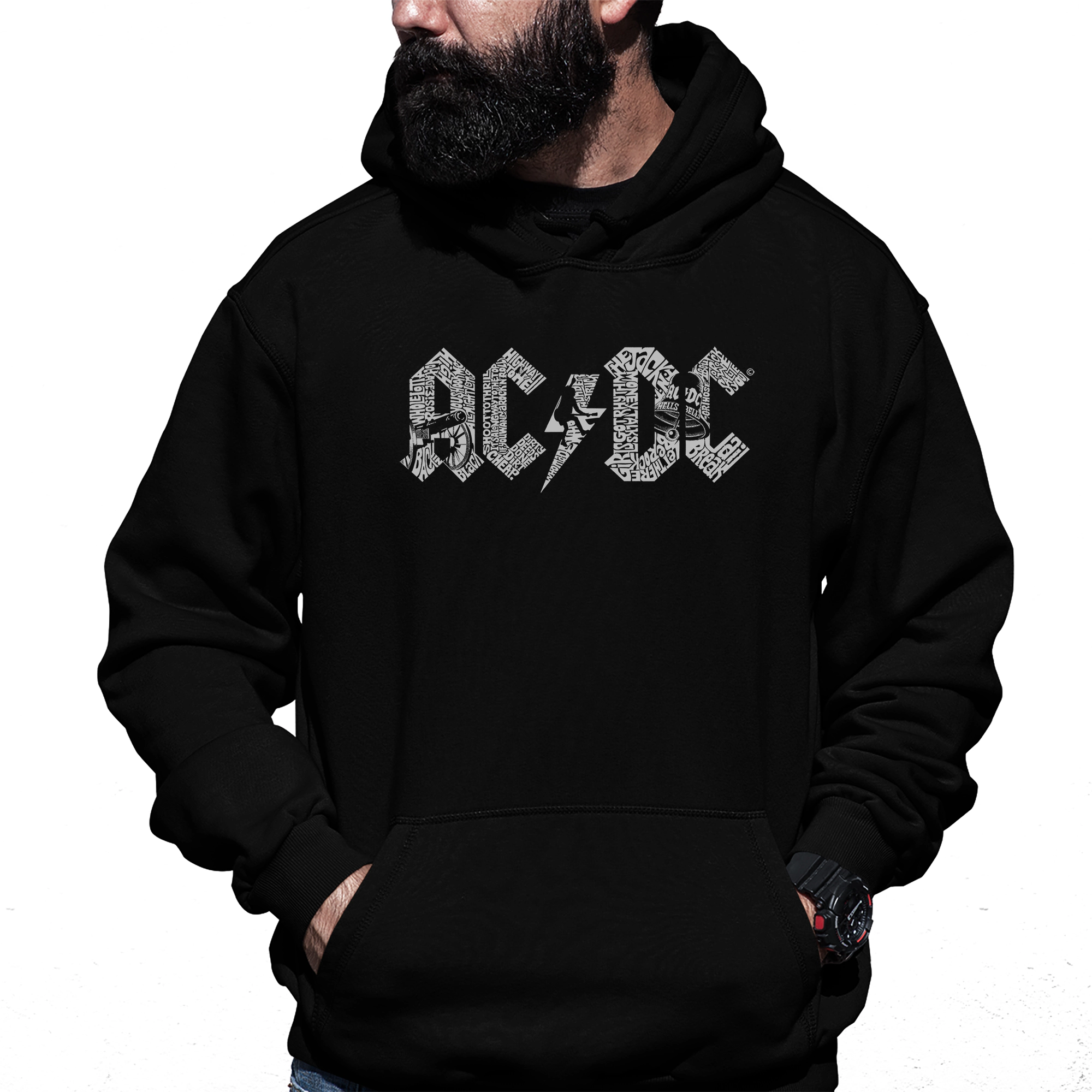 LA Pop Art ACDC - Men's Word Hooded Sweatshirt