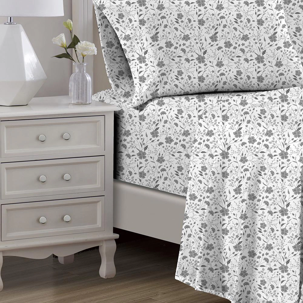 RT Designers Collection Lucy 1000 Thread Count CVC Ultra Soft Sheet Set Silver Queen
