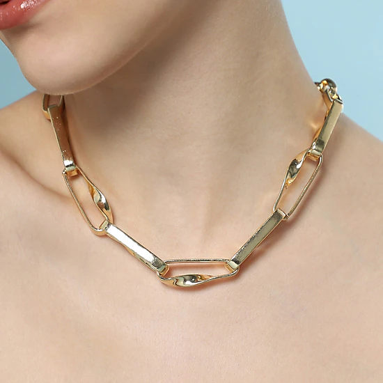 SOHI Women's The Chunky Twirl-Link Chain Necklace - California Gold