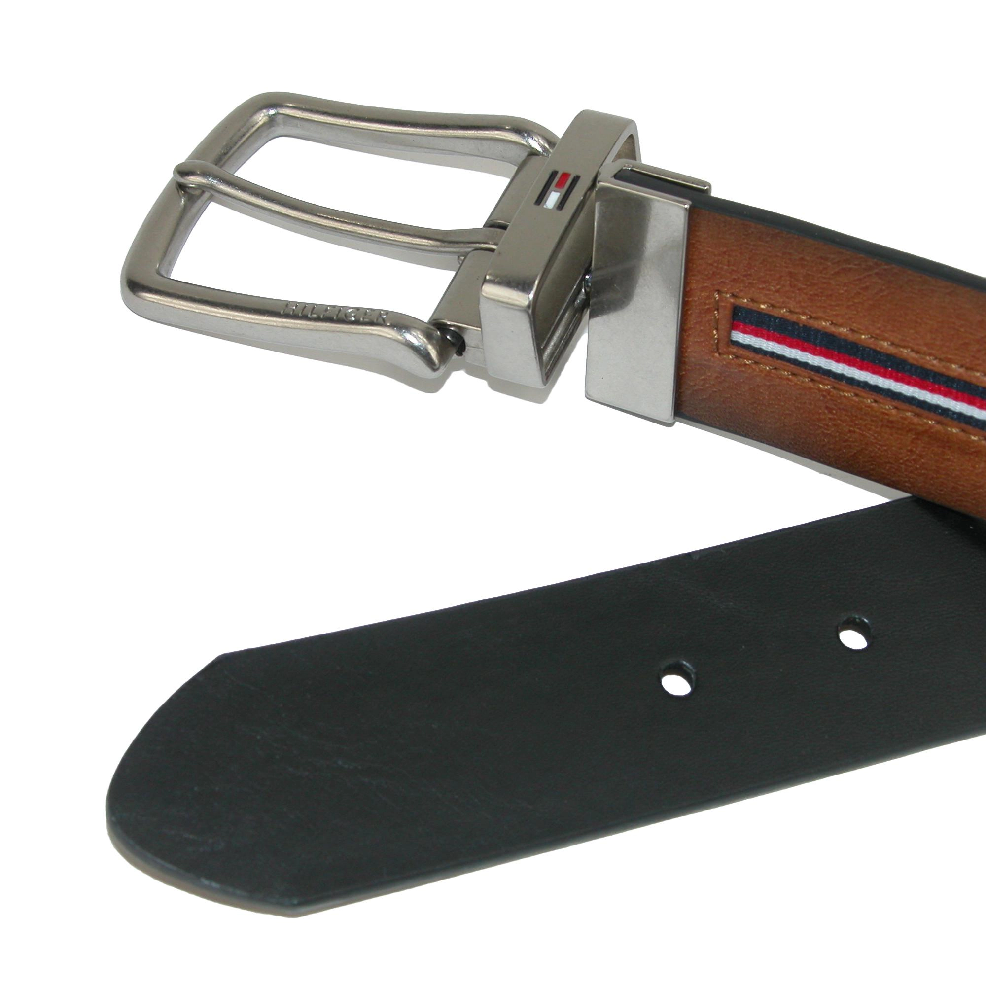 Tommy Hilfiger Men's Reversible Jean Belt with Ribbon Inlay