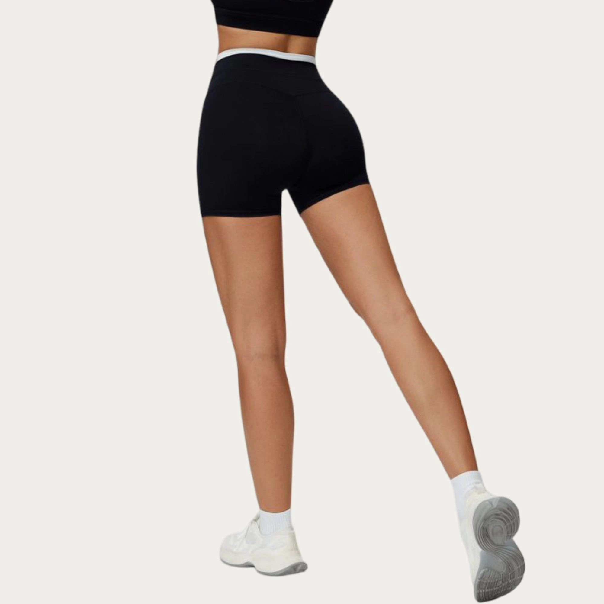 Anna-Kaci Women's High Waist Biker Shorts with Smooth Stretch Fabric and Contrast Waistband