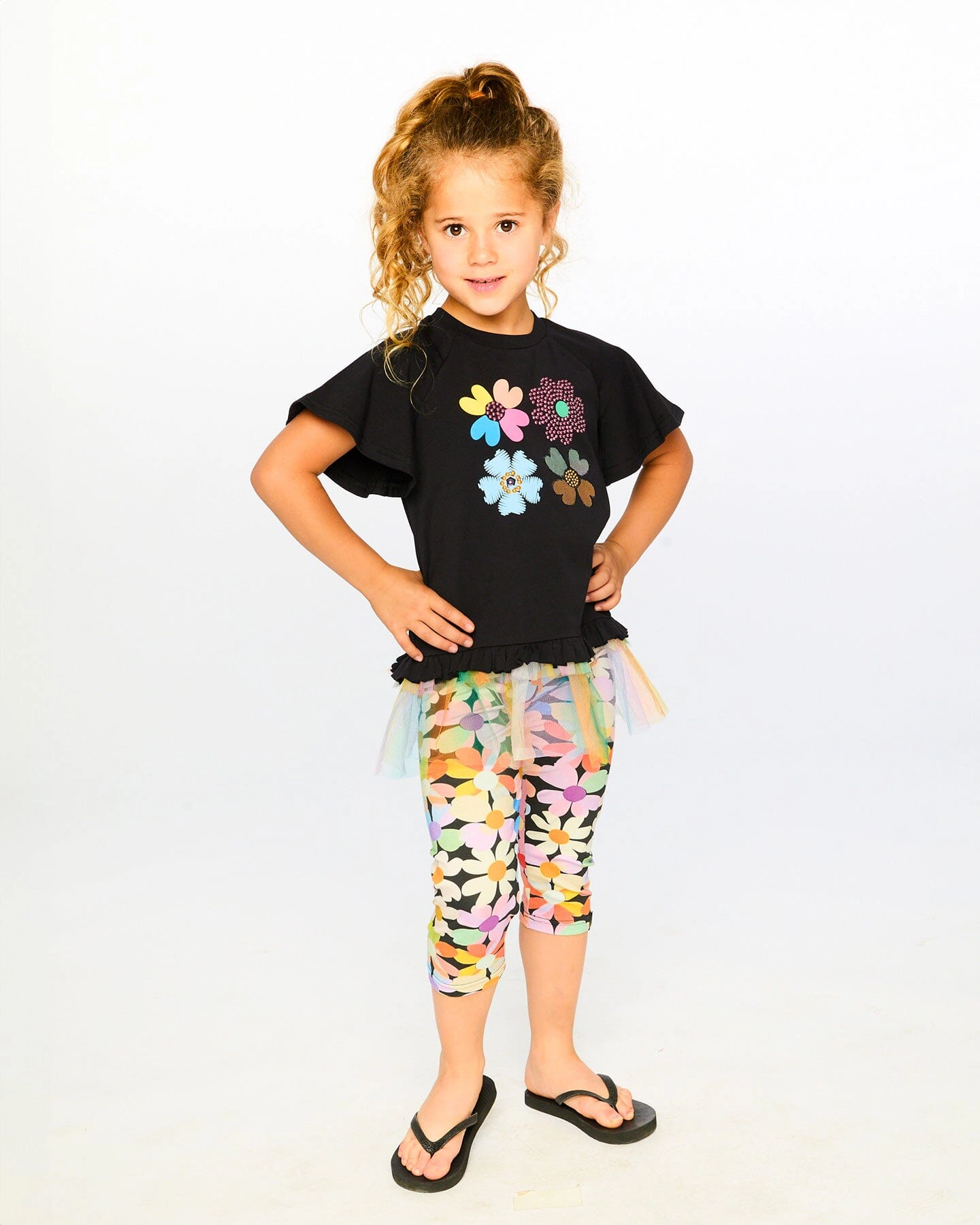 Deux par Girls Viscose Leggings Printed Flowers
