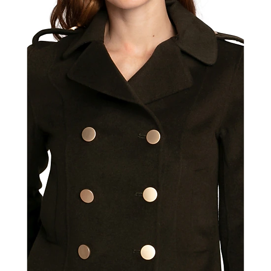 Belle & Bloom Womens Love Me Now Wool Blend Military Style Coat