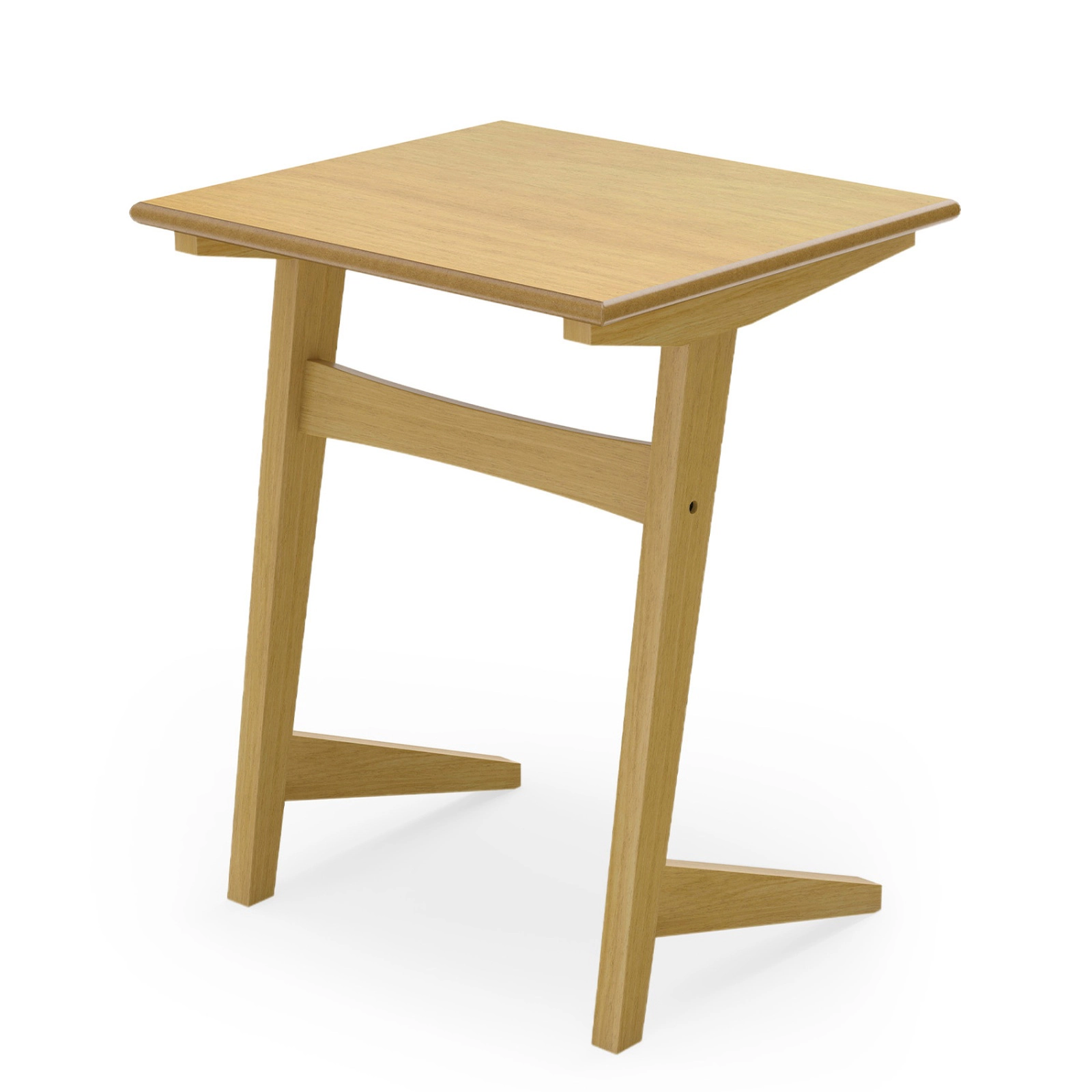 SUGIFT Space-Saving C-Shaped Sofa Side End Table with Wood Veneered Top 165-lb Capacity Natural