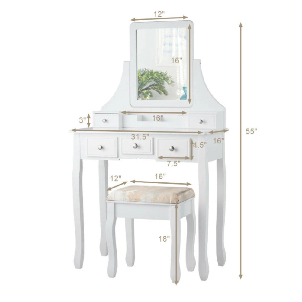 Hivvago 5 Drawers Removable Box Makeup Dressing Vanity Set