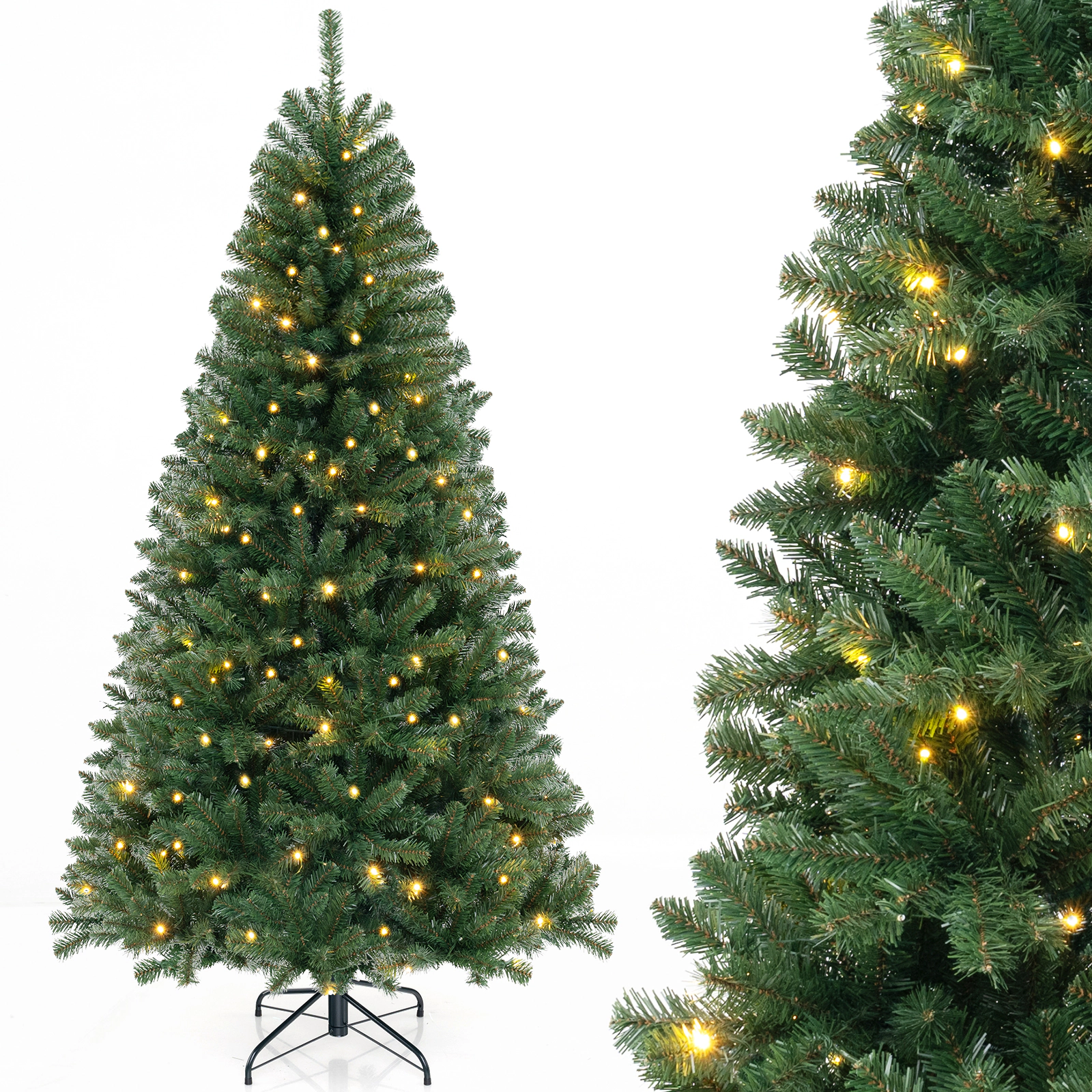 SUGIFT 7-Ft Pre-Lit Artificial Christmas Tree, 250 Warm White LED Lights, 8 Modes