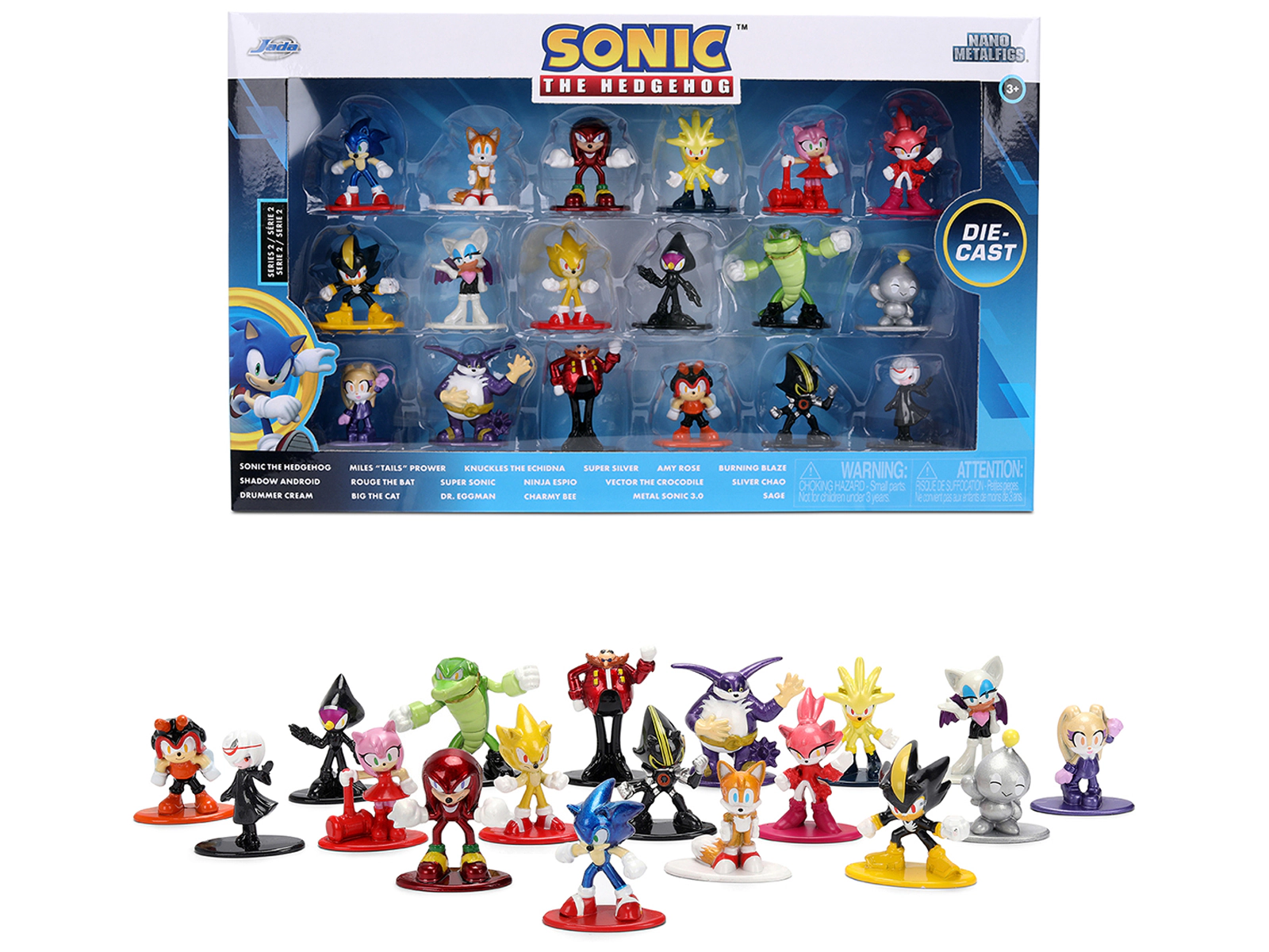 Jada "Sonic The Hedgehog" Set of 18 Diecast Figures Wave 2 "Nano Metalfigs" Series Diecast Models by Jada