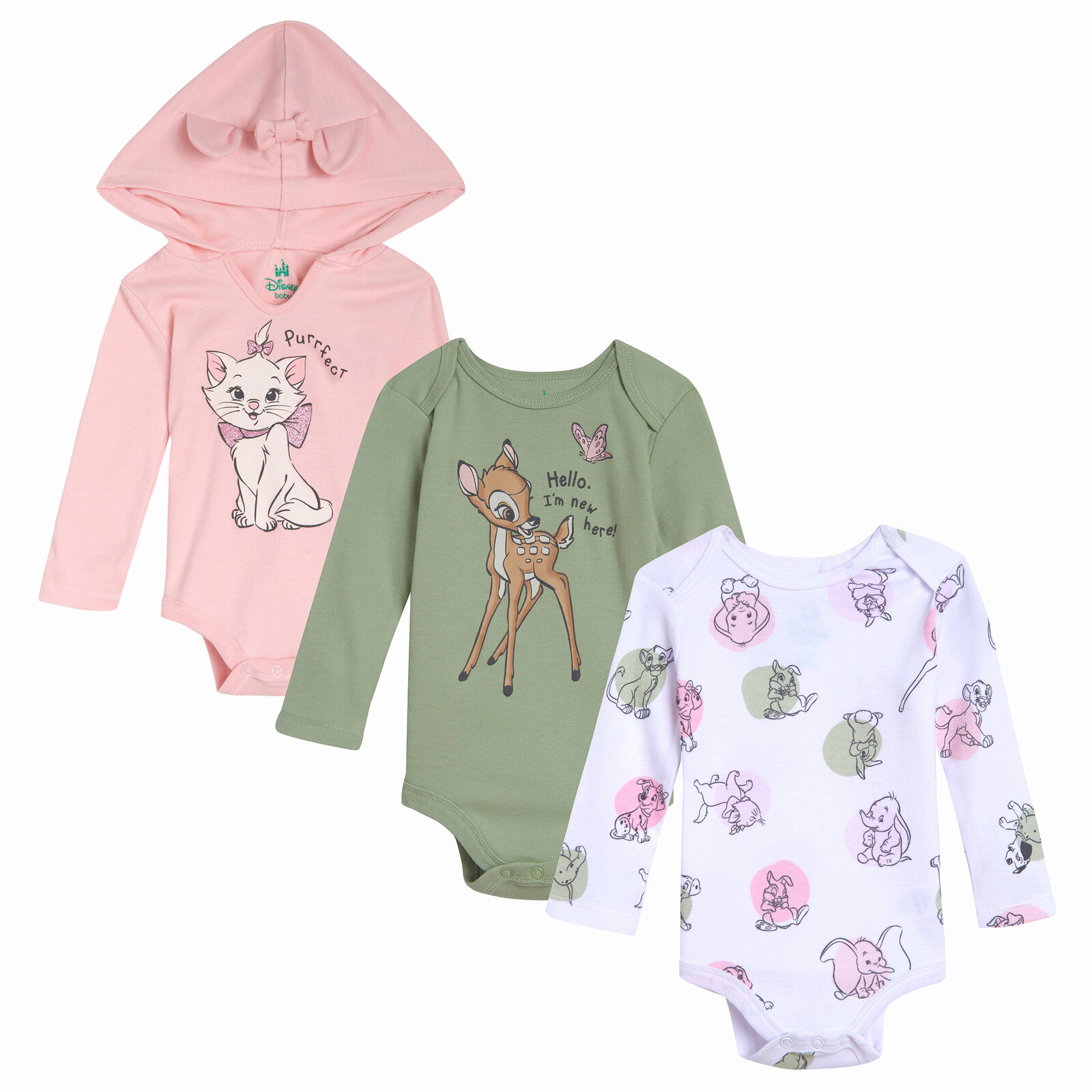 Disney Baby 3-Pack Long Sleeve Bodysuits