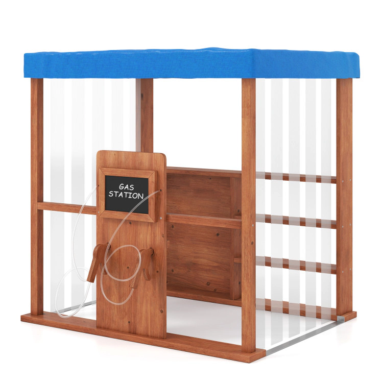 Hivvago Kids Gas Station Playhouse with Gas Refueling s for Aged 3+