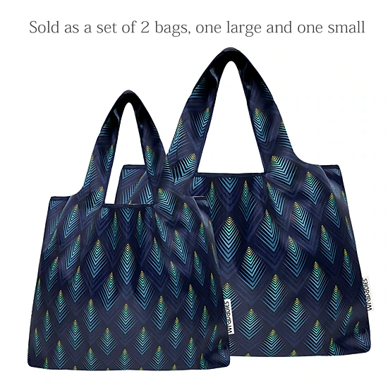 Wrapables LS Nylon Reusable Shopping Bags for Groceries (set of 2), Blue Echo