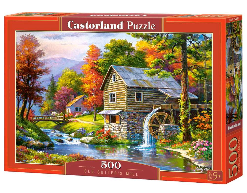 CASTORLAND 500 Piece Jigsaw Puzzle, Old Sutter’s Mill, Charming Nook, Pond, Countryside, B-52691