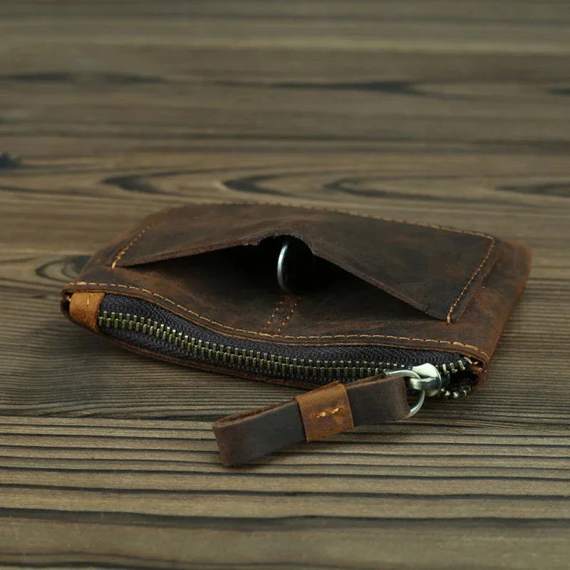 Steel Horse Leather Unisex The Cael | Handmade Leather Coin Purse with Zipper