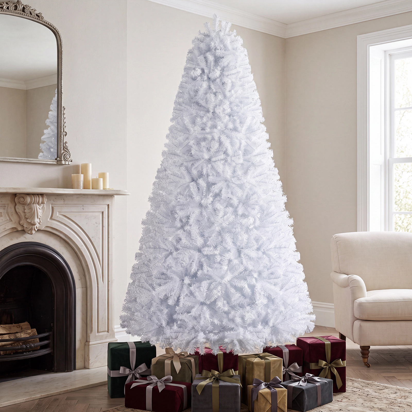 Costway 6/7.5/9Ft Hinged Christmas Tree Pine Tree 1346 Tips Metal