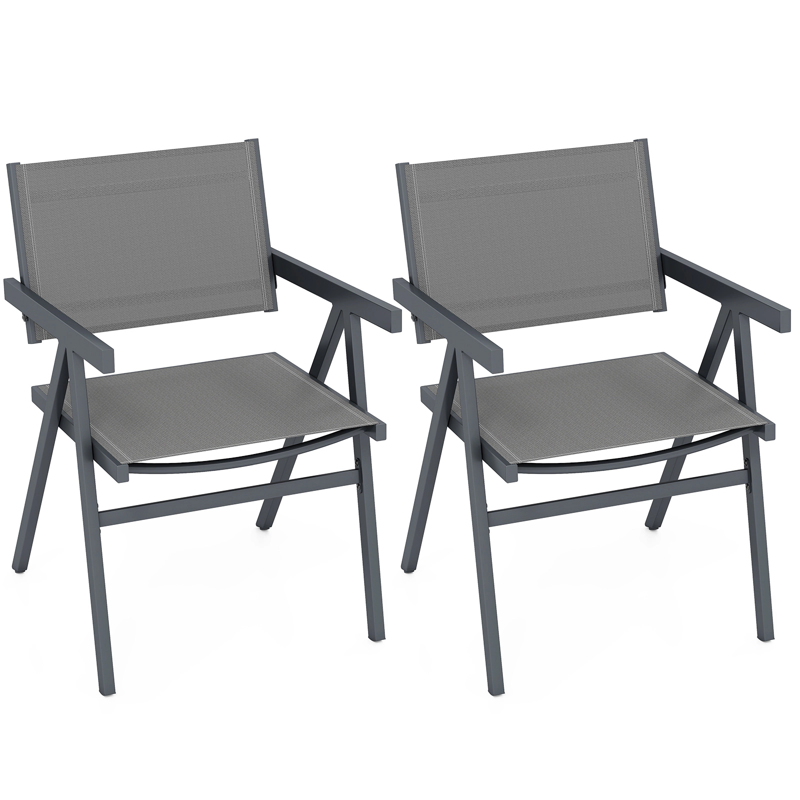 LJG Patio Chairs Set of 2 Outdoor Dining Chair with Breathable Fabric Seat