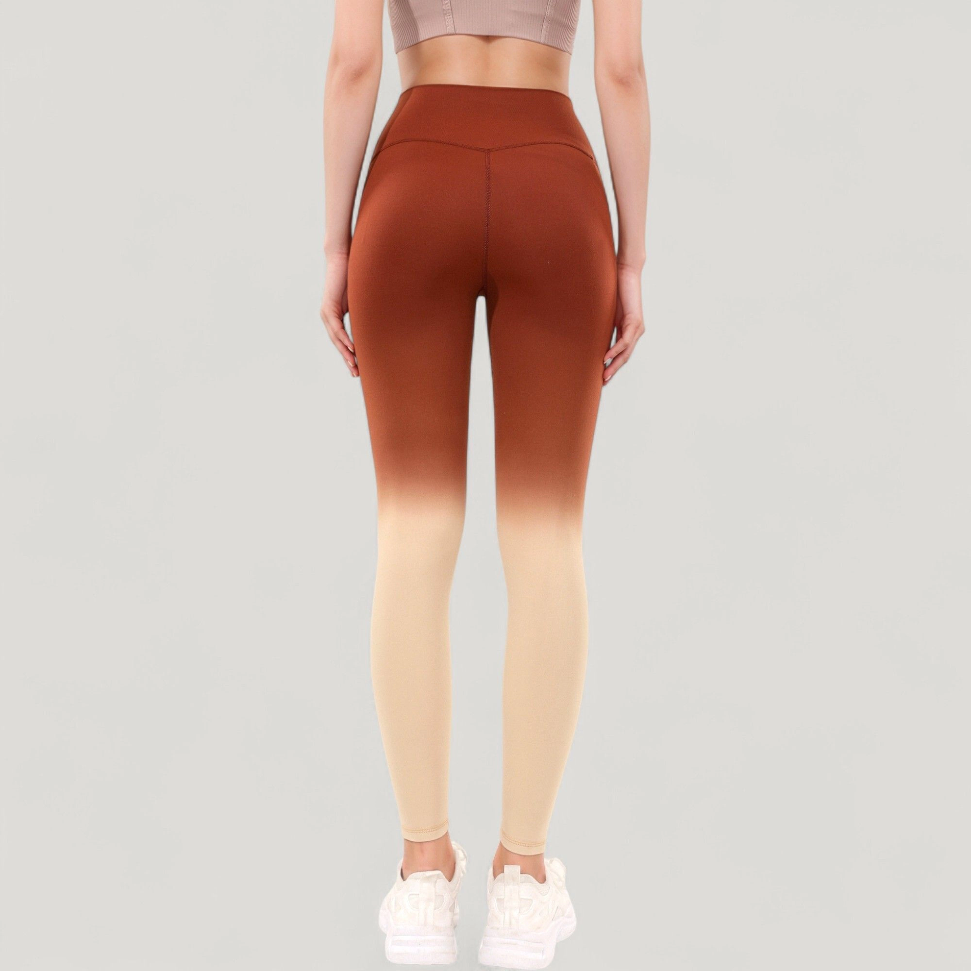 Anna-Kaci Active Women's High Waist Ombre Gradient Seamless Leggings with Wide Waistband