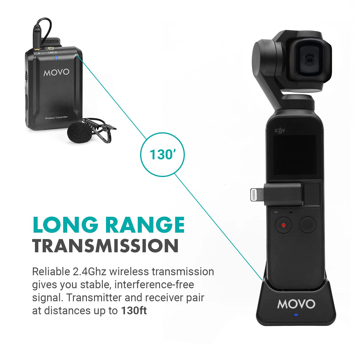 Movo Edge-OP Wireless Lavalier Microphone for Osmo Pocket 1 and 2