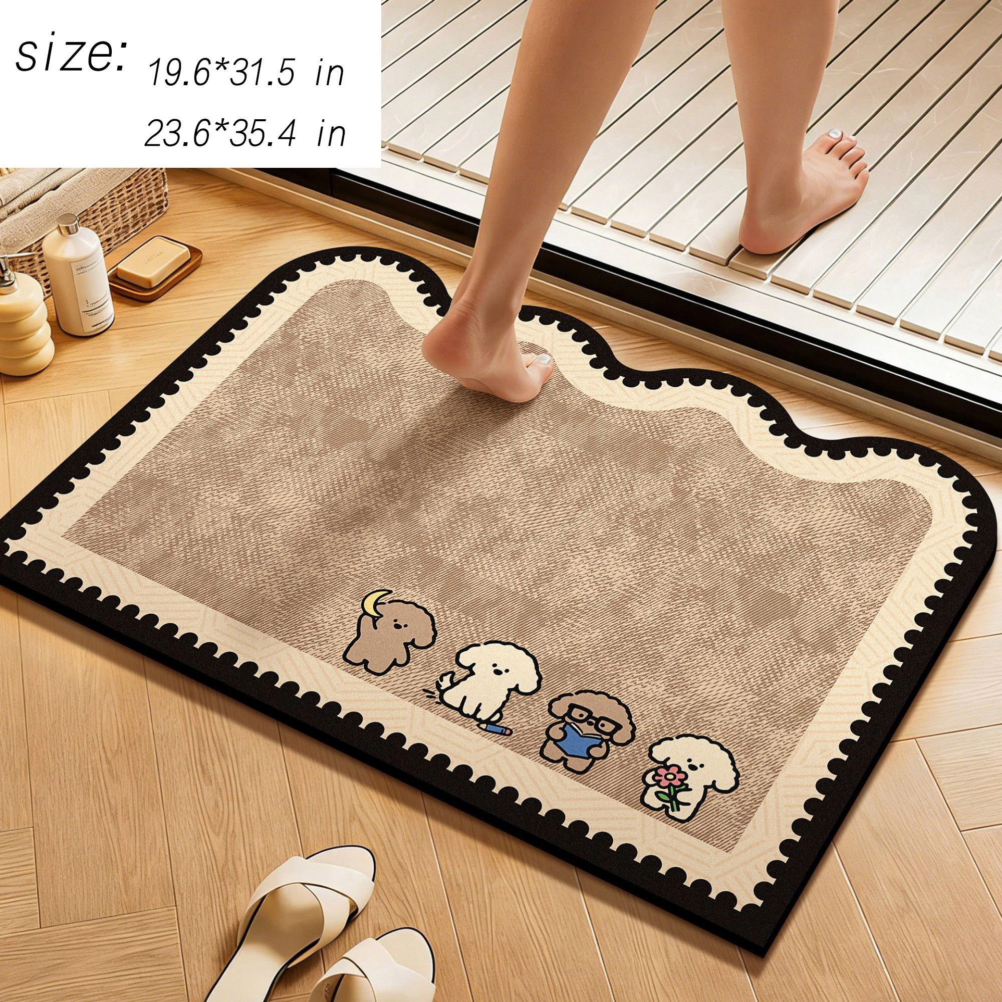 Alilang Unisex Diatomite Bath Mat Soft Suede Surface Quick Dry Absorbent Non Slip Rubber Backing Foldable Bathroom Floor