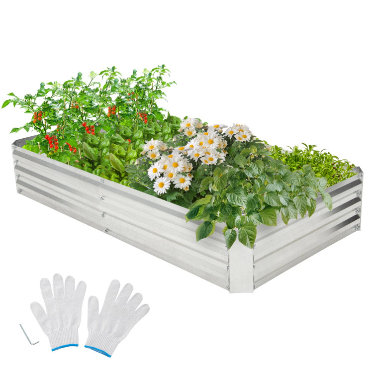 Hivvago Metal Galvanized Raised Garden Bed with Open-Ended Base