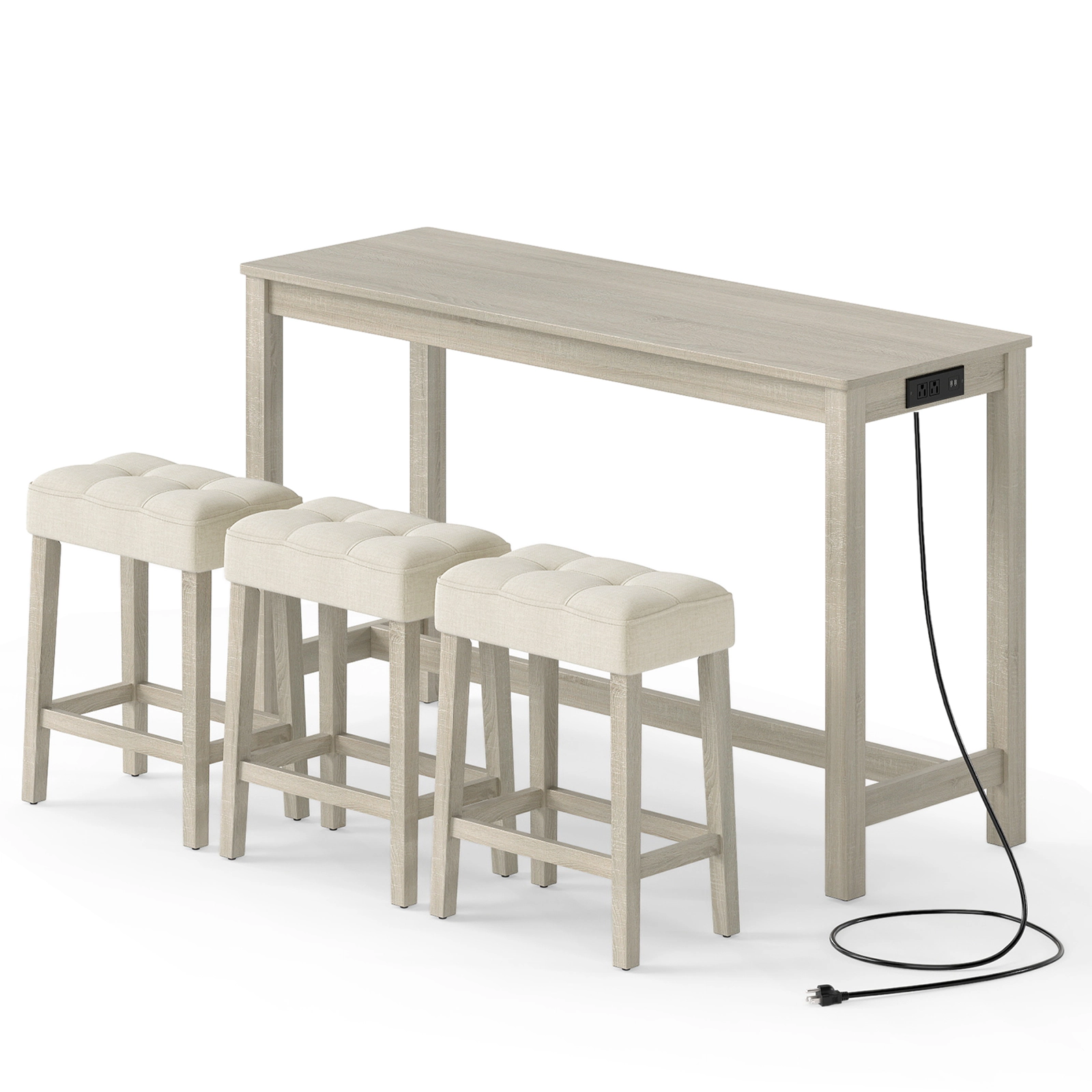 LJG Counter Height Table with 3 Stools and 4-Piece Breakfast Nook Bar Set