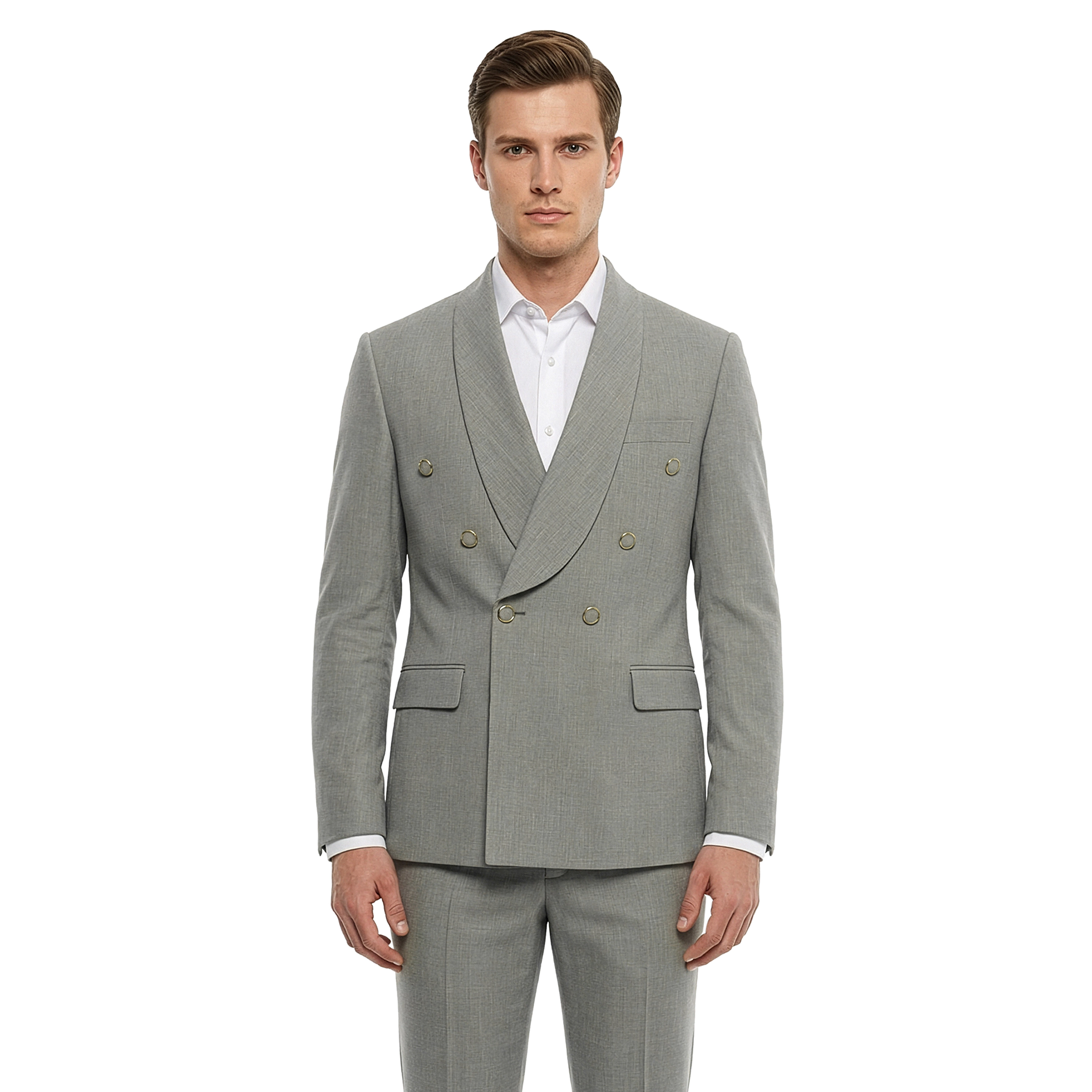 Tazzio Men’s Wide Shawl Collar Double Breasted 2pc Tuxedo Set