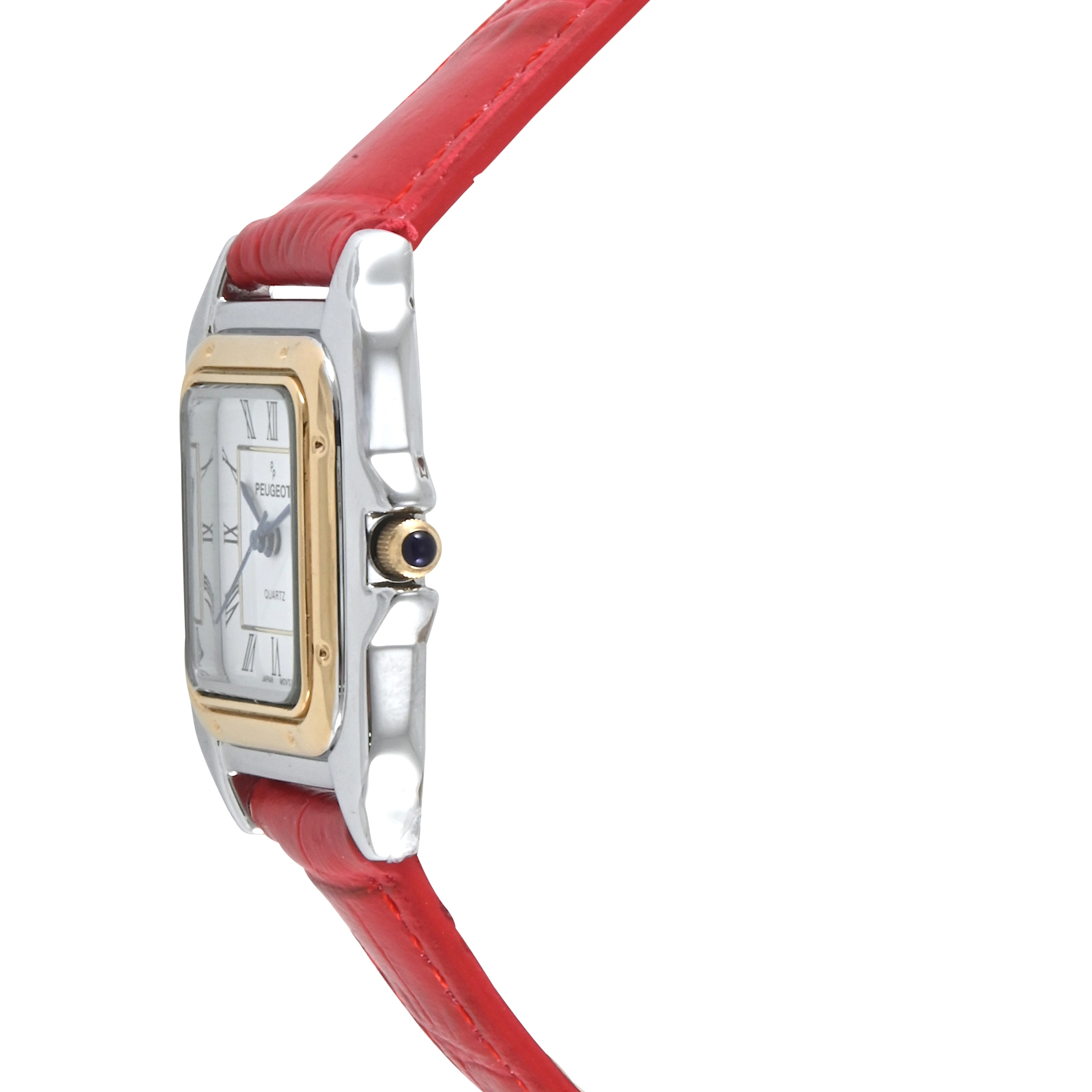 Peugeot Women's Watch 36mm Square Tank Shape Red Leather Strap Watch