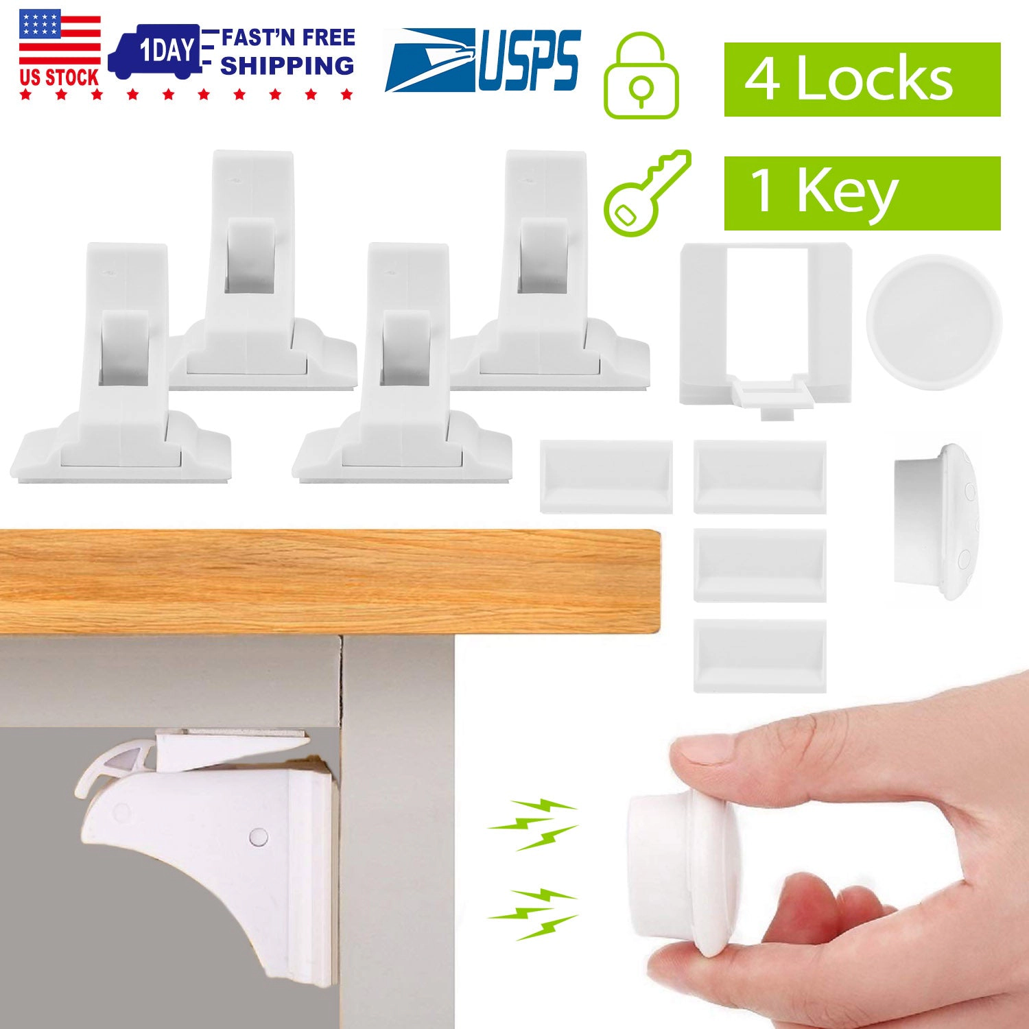 GBruno Kids' Kids' 4-Pc Magnetic Cabinet Safety Lock Set