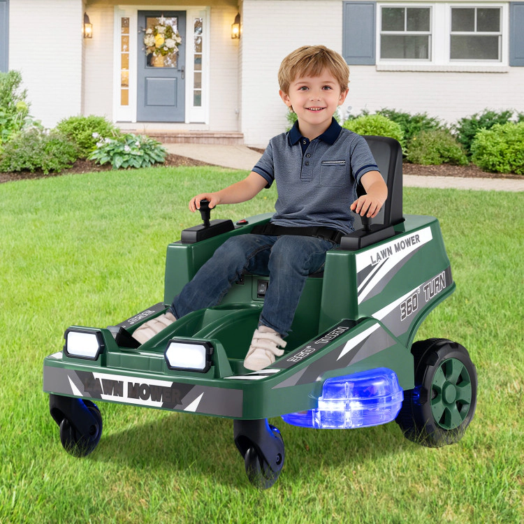 Hivvago 12V Ride on Lawn Mower for Kids with Dual Control Sticks and LED Lights