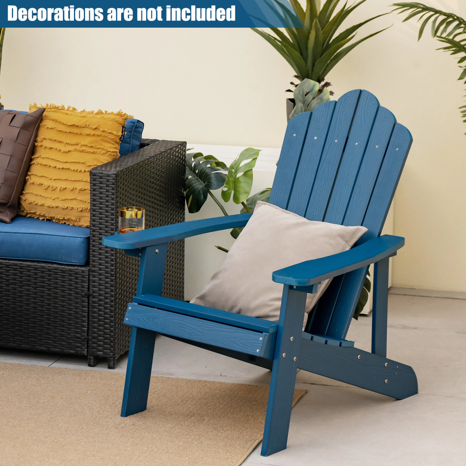 LJG 2 Pieces Adirondack Chair Set with Ergonomic Design for Porch and Backyard