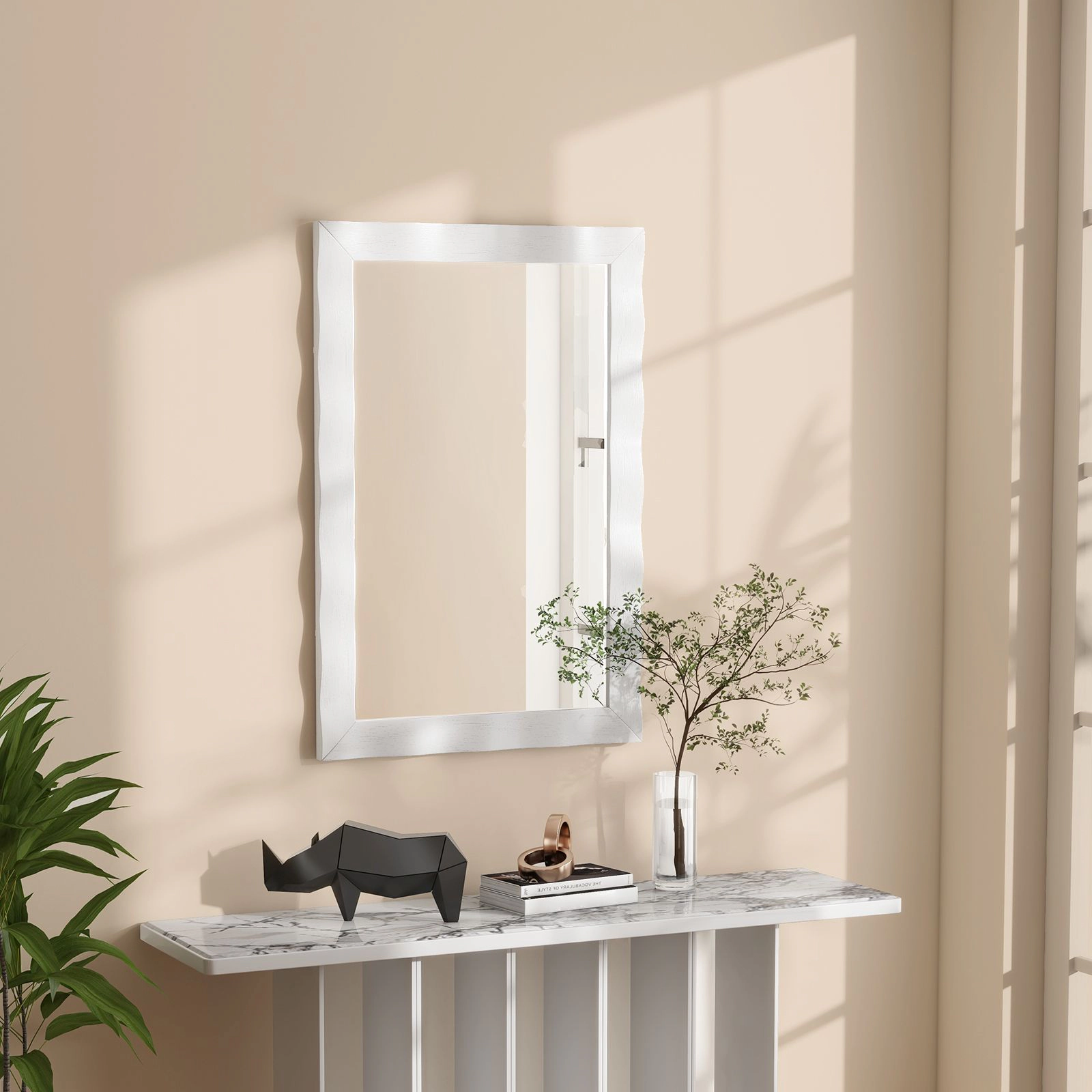 SlickBlue Unisex Farmhouse Rectangular Wood Frame Wall Mirror