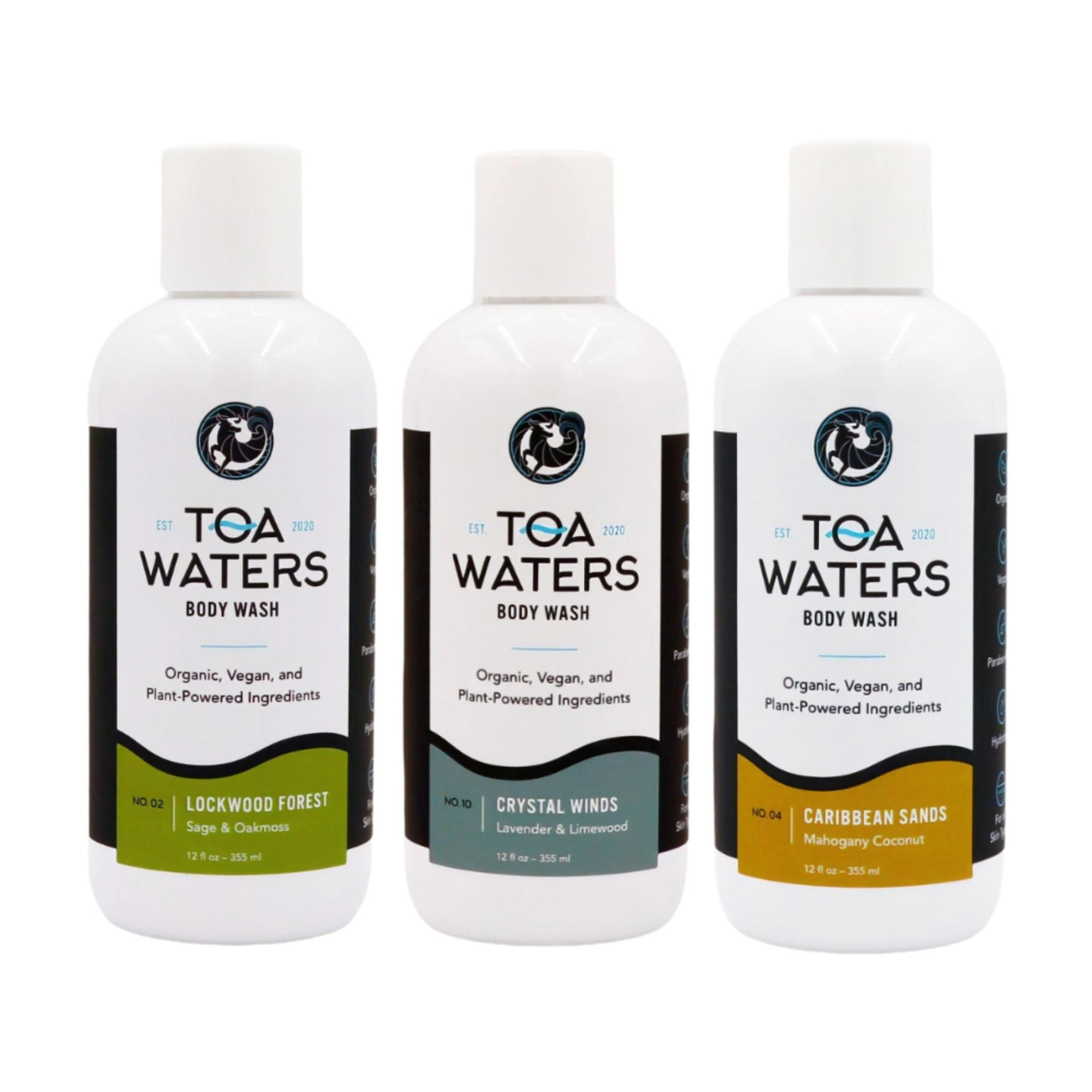 TOA Waters Unisex Body Wash Series - Earth, Wind, and Water - 3 Pack