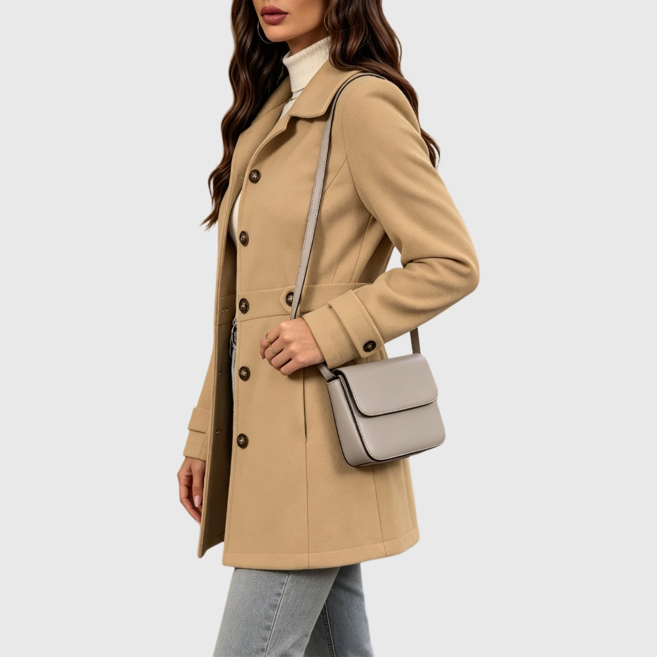 YesFashion Women's Single Breasted Pea Coat Notched Lapel Winter Fall Trendy Casual Overcoat