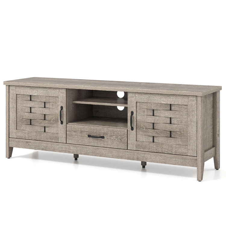 Hivvago Farmhouse Tv Stand For 65 Inch Tvs With 2 Woven Accent Doors And 3 Adjustable Shelves