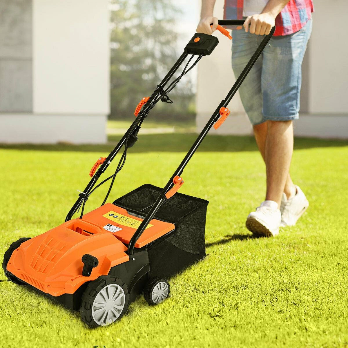 SUGIFT 13 in Electric Scarifier Orange 12 Amp with Collection Bag and Removable Blades
