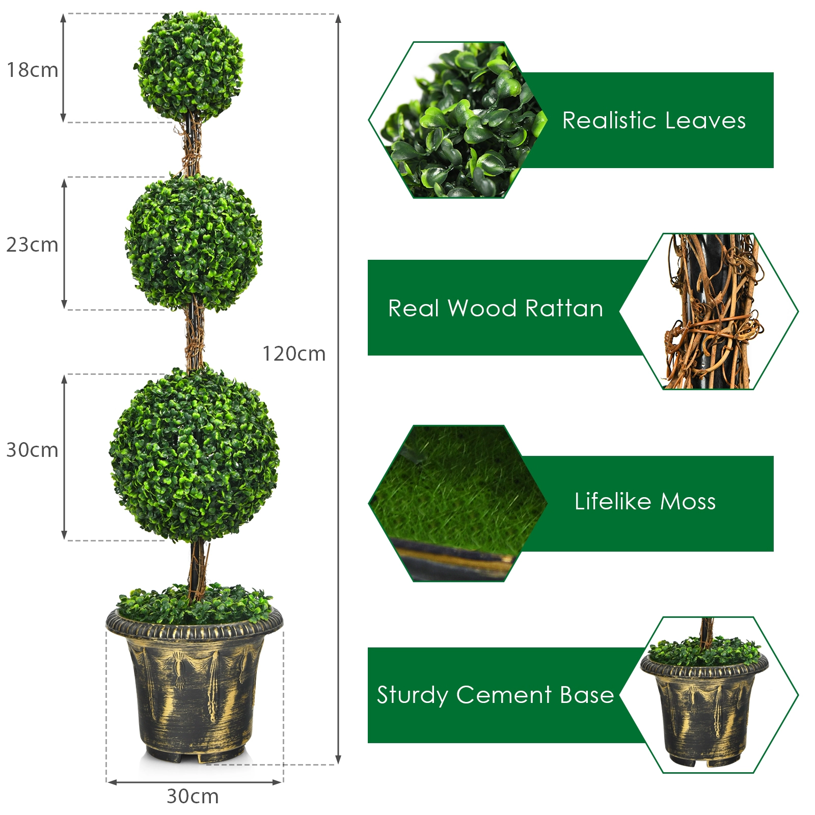 Slickblue Artificial Green Topiary Tree 48in Potted Faux Plant for Entryway Porch and Patio