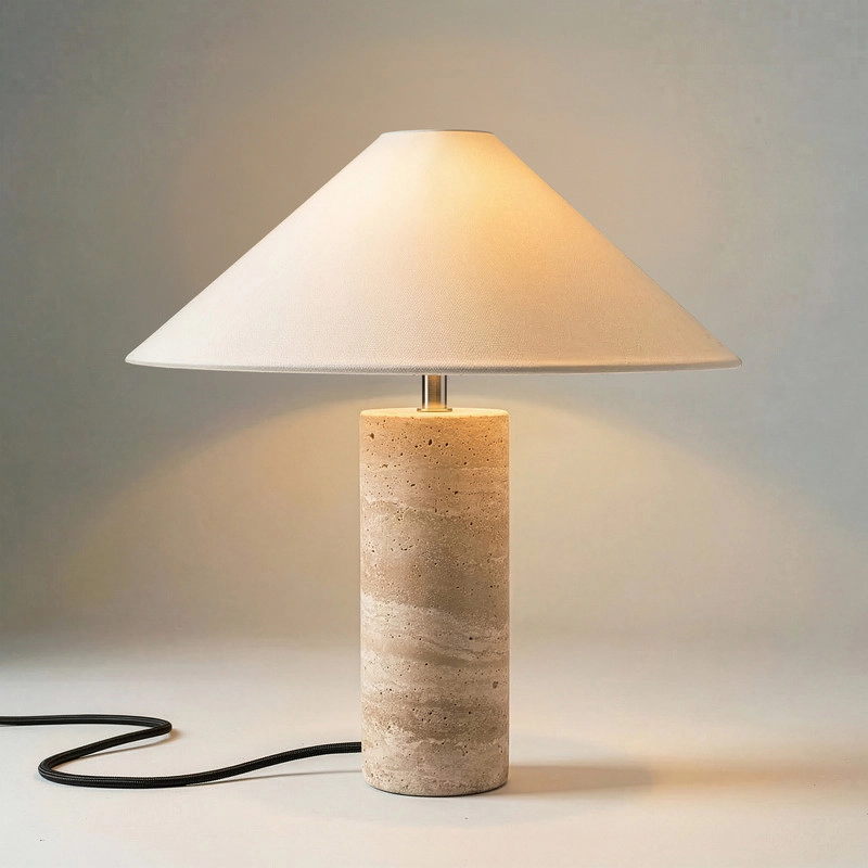 Brightech Runo Marble Travertine Table Lamp