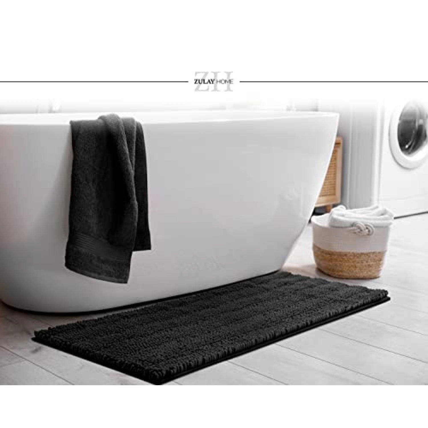 Zulay Kitchen Soft Shaggy Bathroom Rug - Ultra Absorbent Bath Mats for Non Slip Carpet 47 x17 Inches