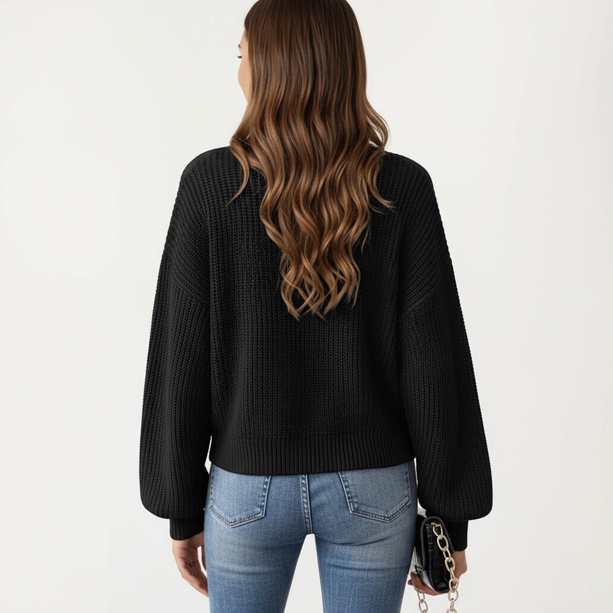 Anna-Kaci Women's Button Front Knit Cardigan with Long Lantern Sleeves and Relaxed Fit Design