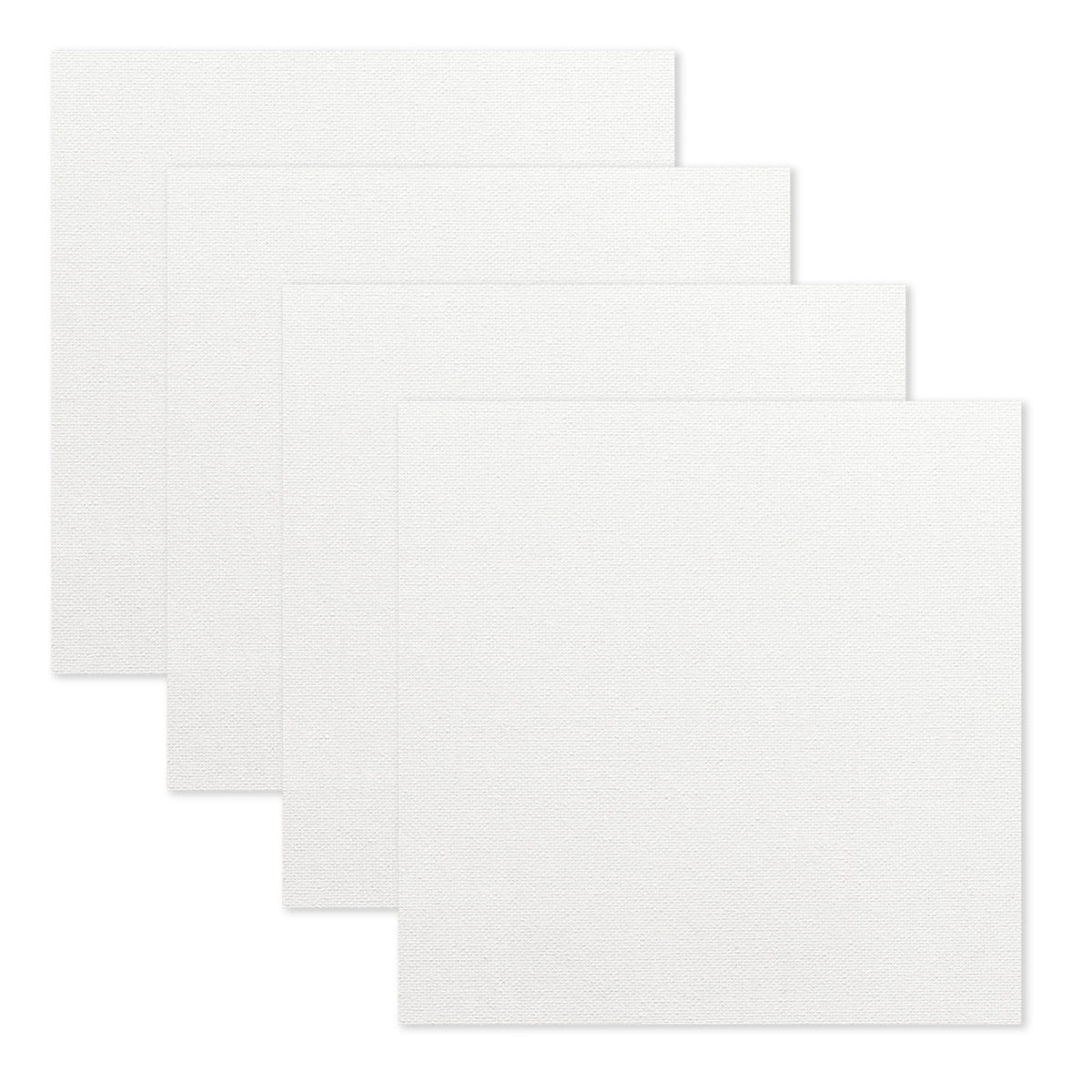 KINGART 12" x 12" Canvas Panels 4-Pack - Pre-Primed Cotton, Rigid Backing