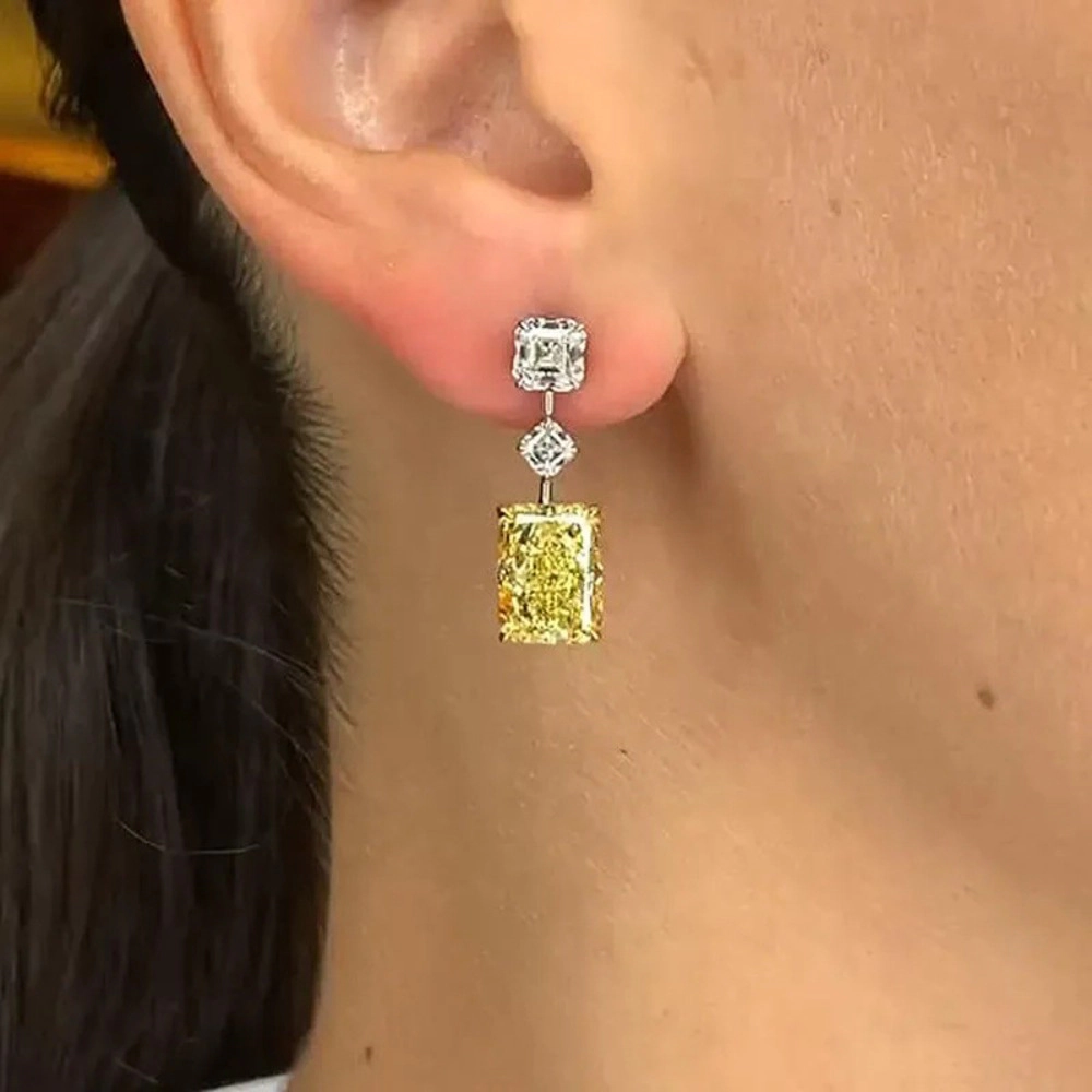 Delicate Square Zirconia Dangle Earrings for Women