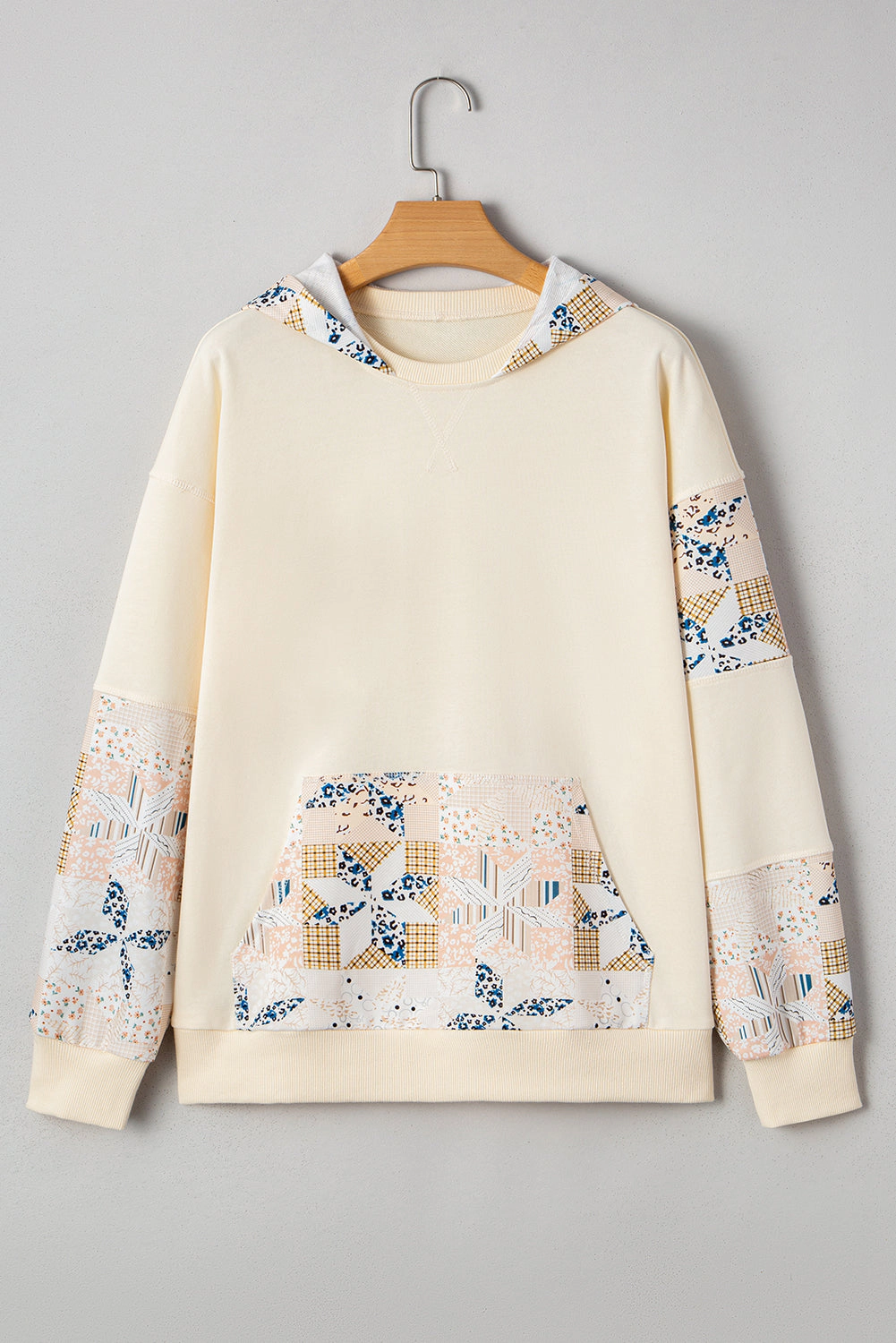 Threaded Pear Women's Dakota Geo Pattern Patchwork Hoodie