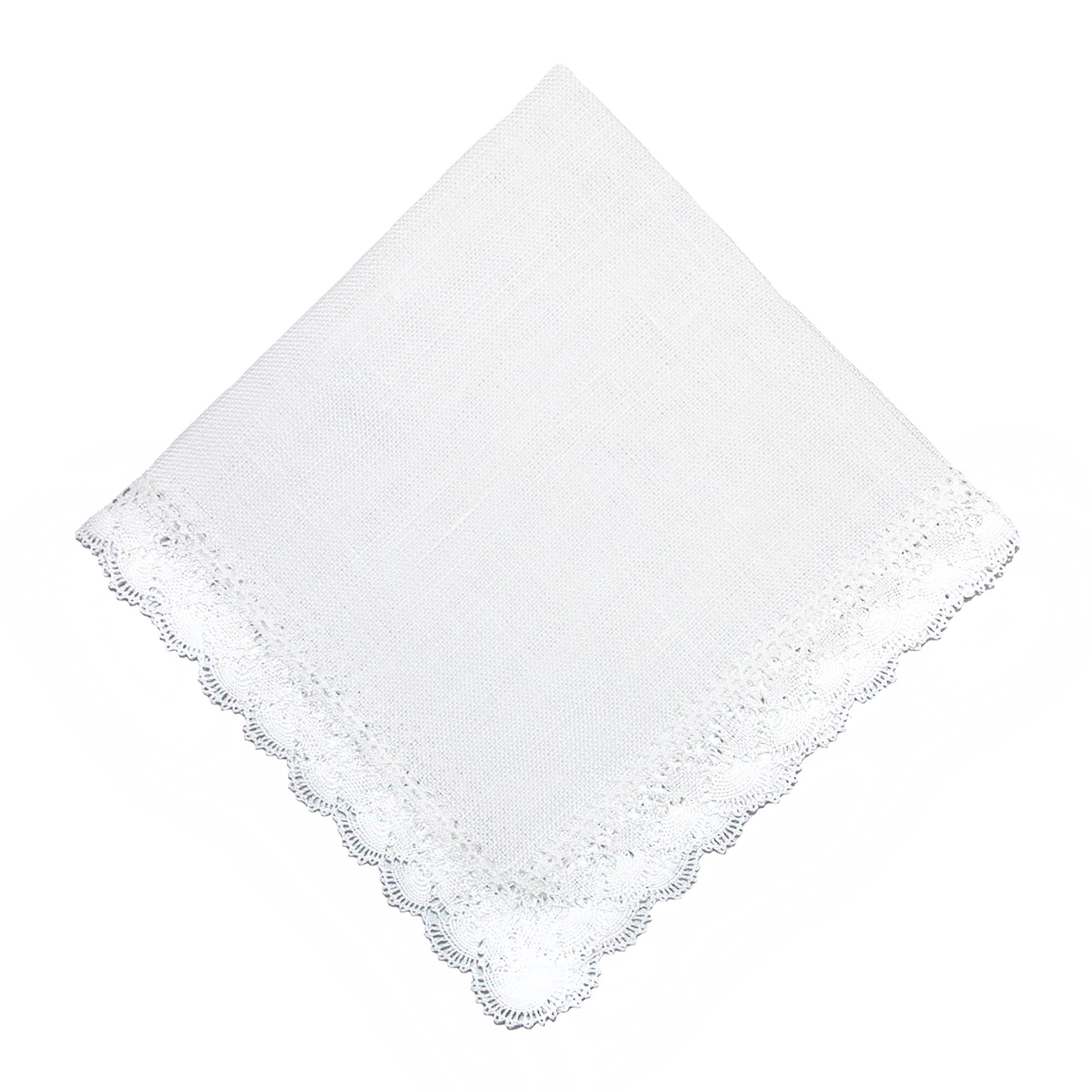 CTM Women's Nosegay Hand Made Bobbin Lace Linen Handkerchief