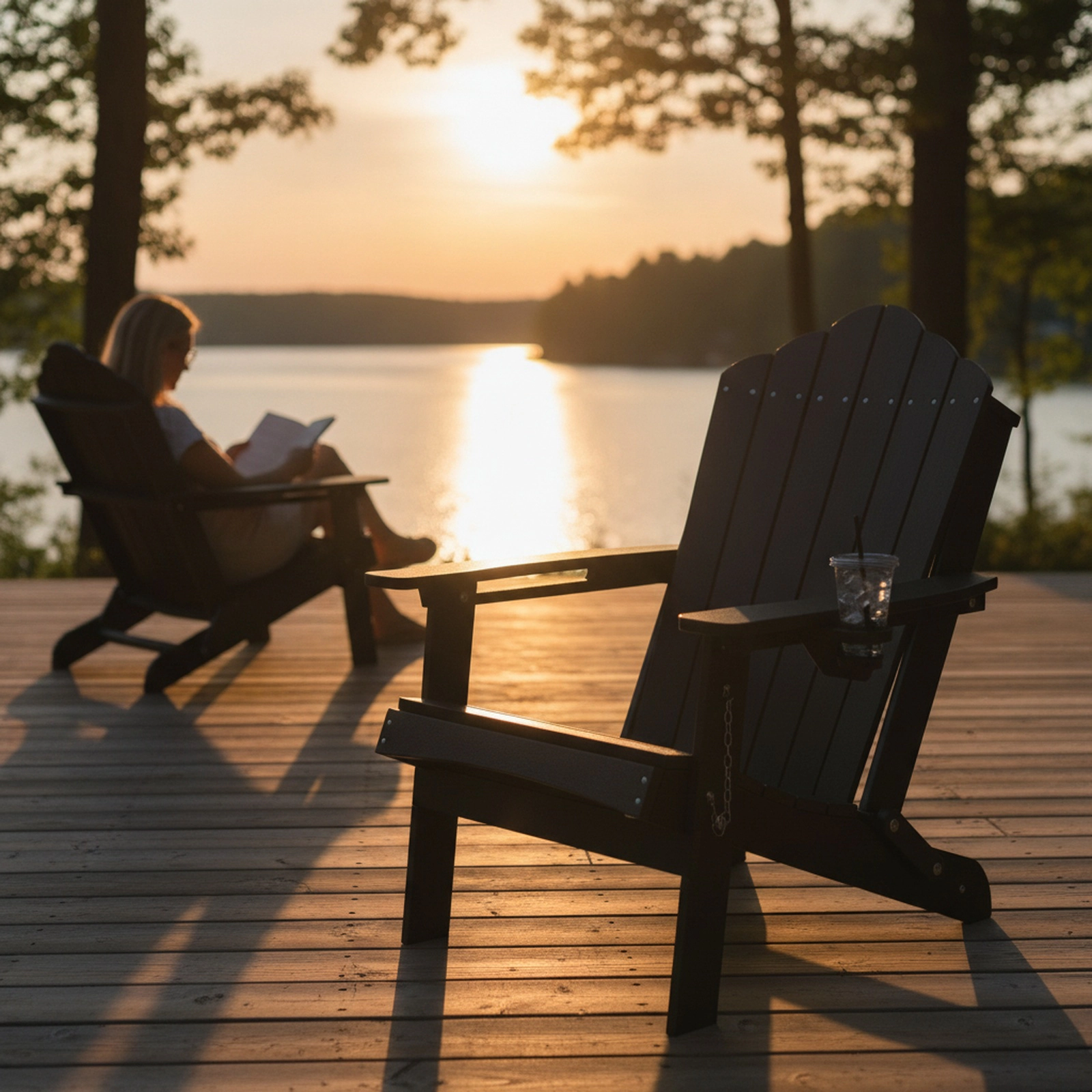 SUGIFT Weather-Resistant HDPE Folding Adirondack Chair, Grey