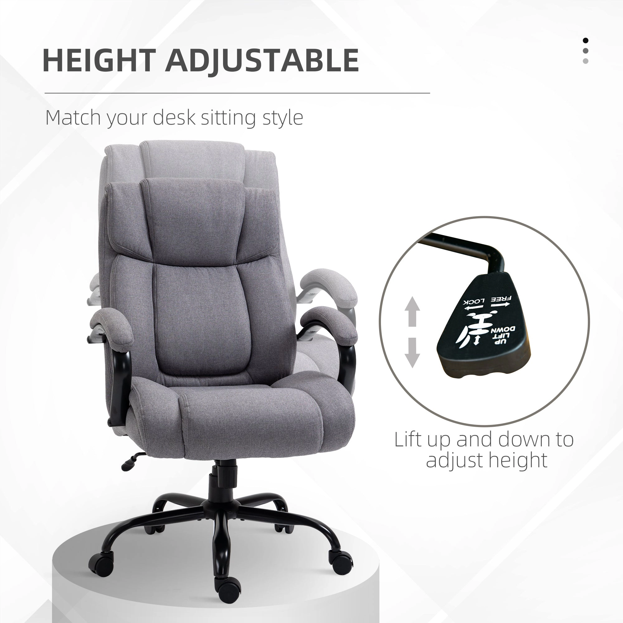 Platinum-Level Office Chairs Big and Tall Executive Office Chair All Day Comfort With Wide Seat Linen Fabric Adjustable