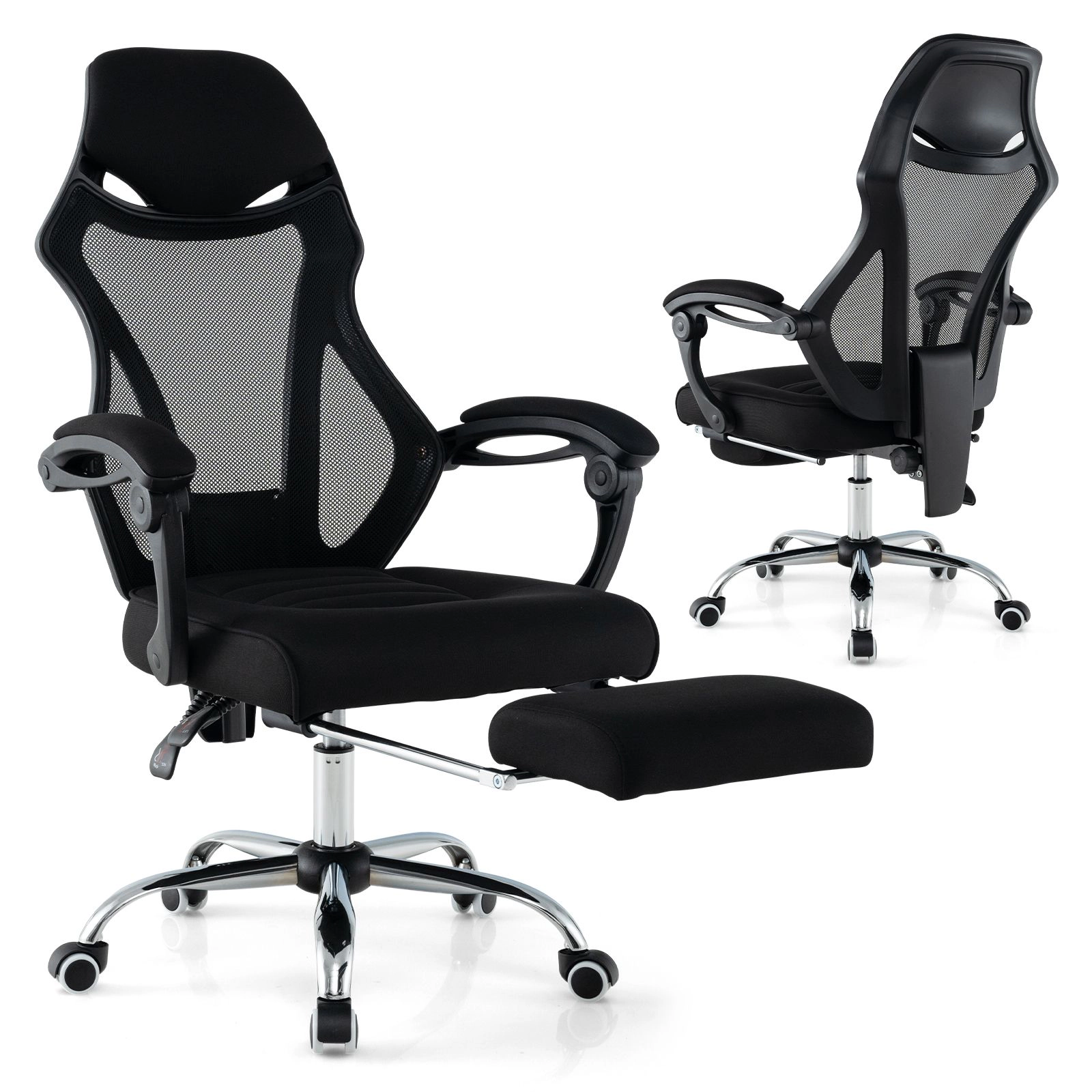 SlickBlue Ergonomic Office Chair Mesh Desk Chair with Footrest and Headrest Black